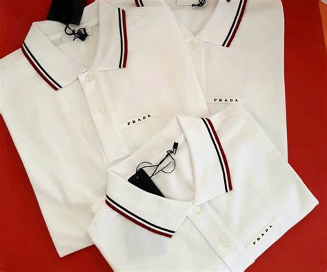 prada polo white and red|prada polo shirts.